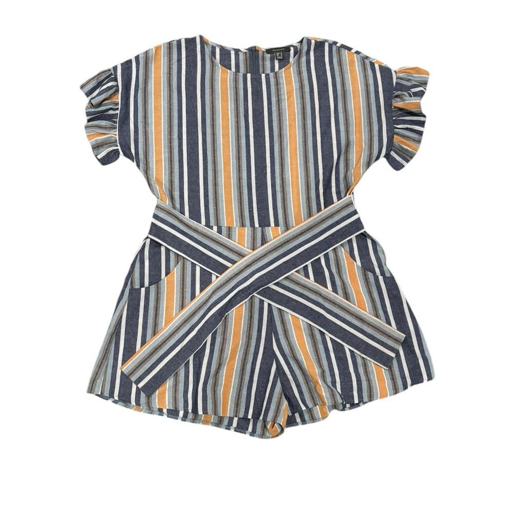 Primark Women’s Striped Plus Size Romper w/ Belt- size 18